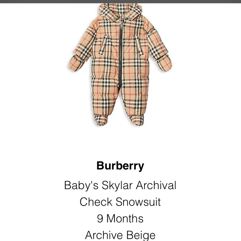 Burberry 🔥
Baby's Skylar Archival Check Snowsuit
9 Months Unisex
Archive Beige